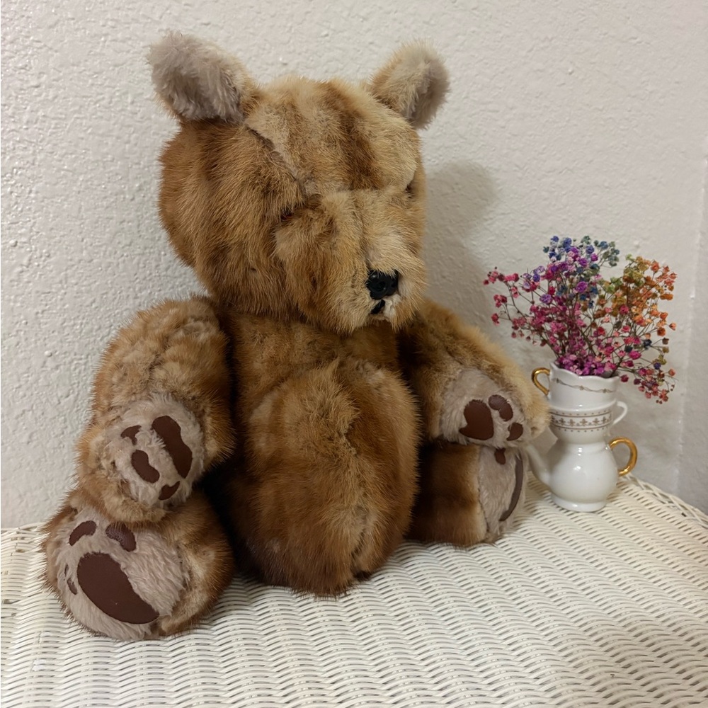 VINTAGE 1980s MINK high quality fur handmade artisan furrier Teddy Bear heirloom